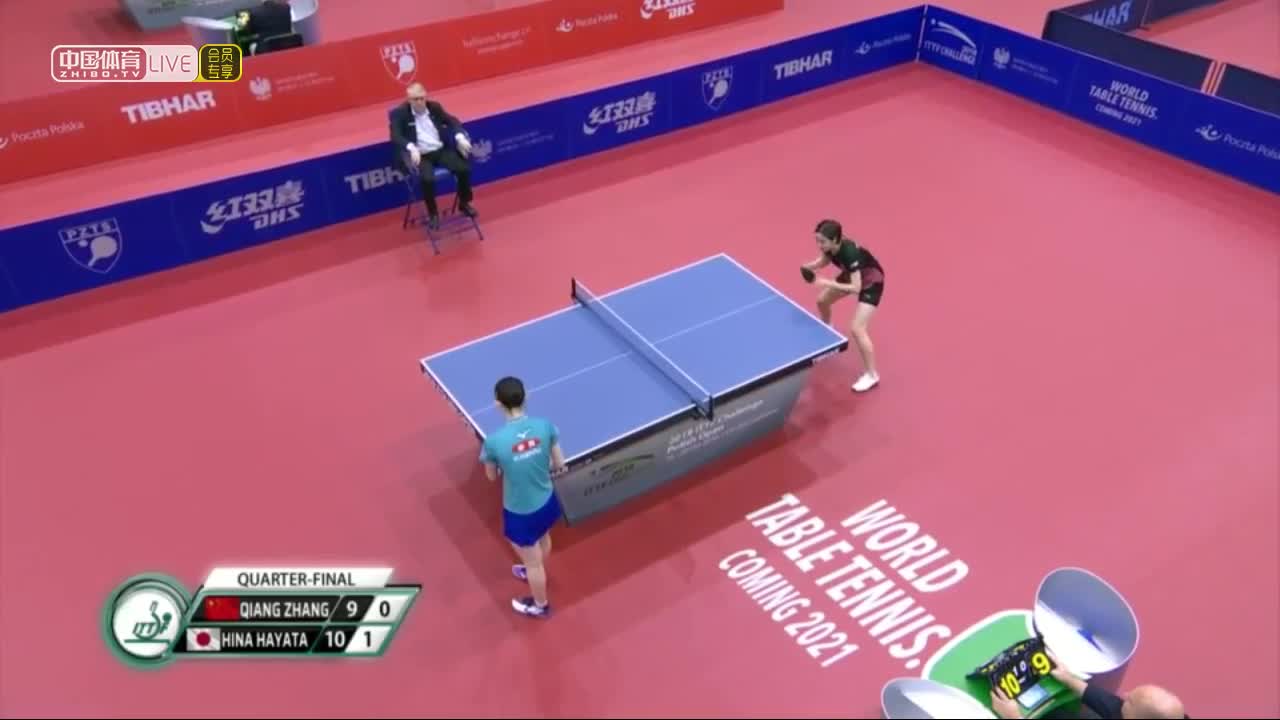 张蔷  vs 早田希娜 2019波兰挑战赛：女单1/4决赛