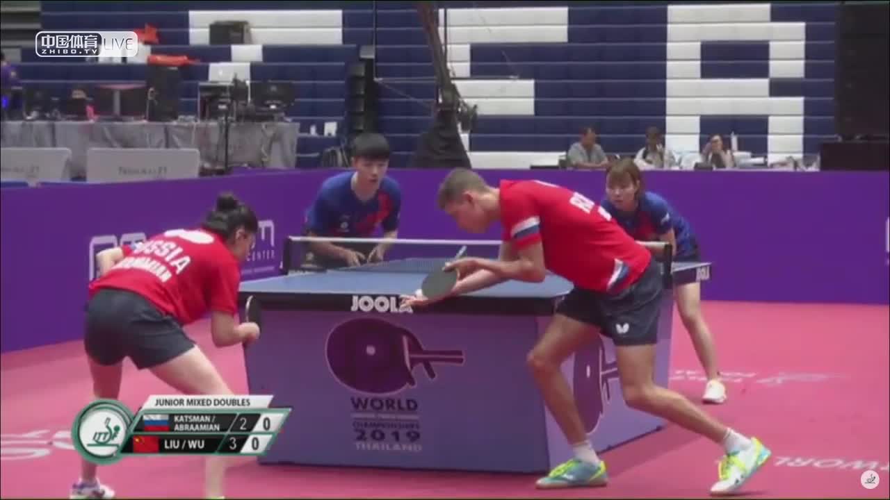 刘夜泊/吴洋晨 vs 卡茨曼/阿布拉米安 2019年世界青年乒乓球锦标赛  混双1/4决赛