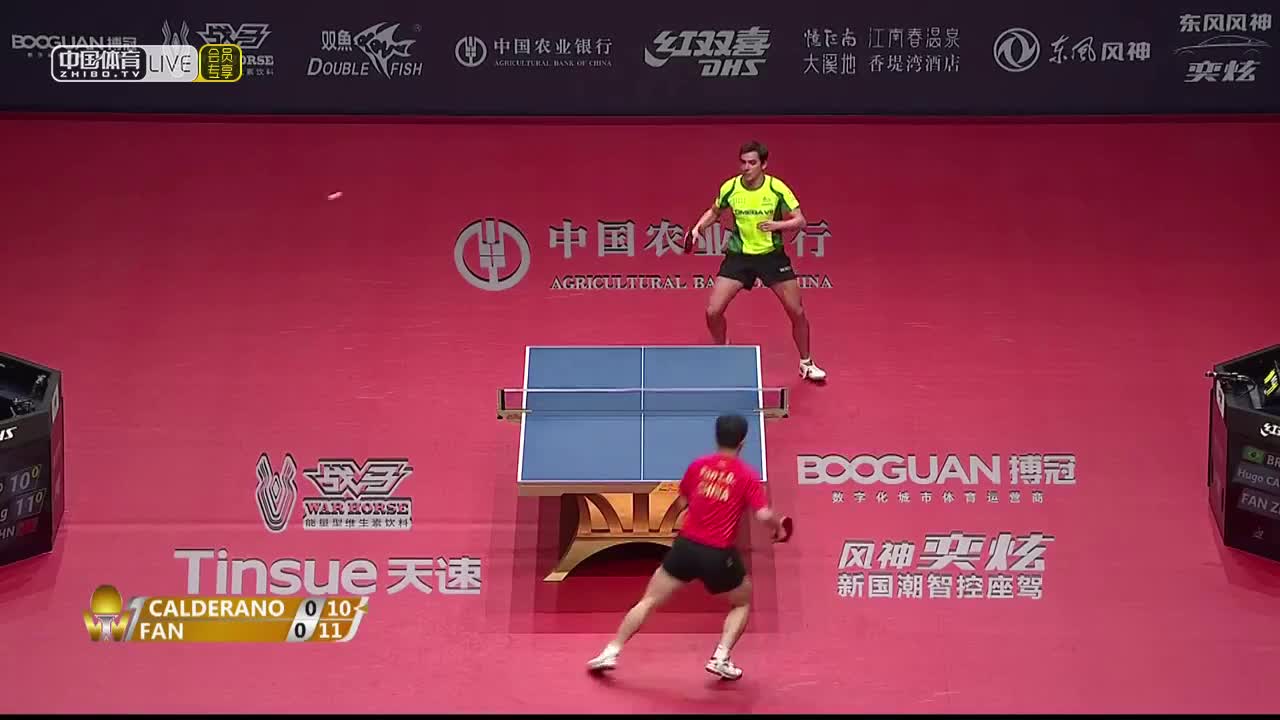 樊振东 vs 雨果-卡尔德拉诺 2019年国际乒联世界巡回赛总决赛男单1/4决赛