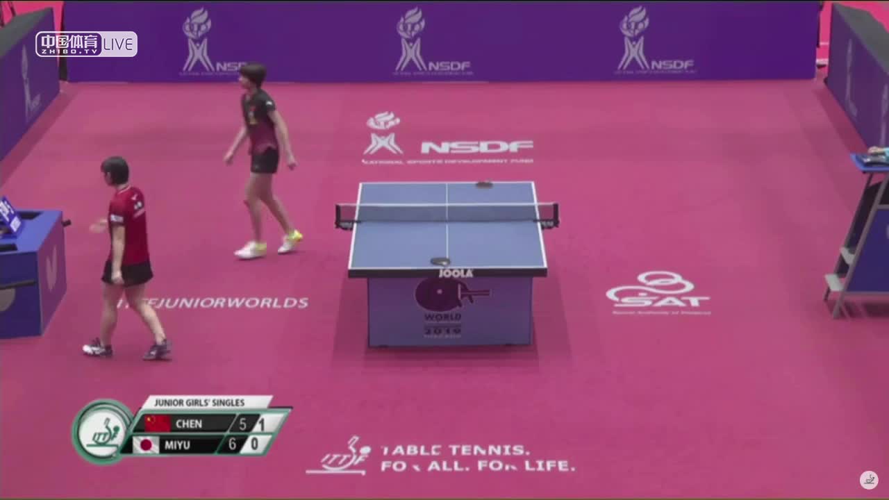 陈熠 vs 长崎美柚 2019年世界青年乒乓球锦标赛