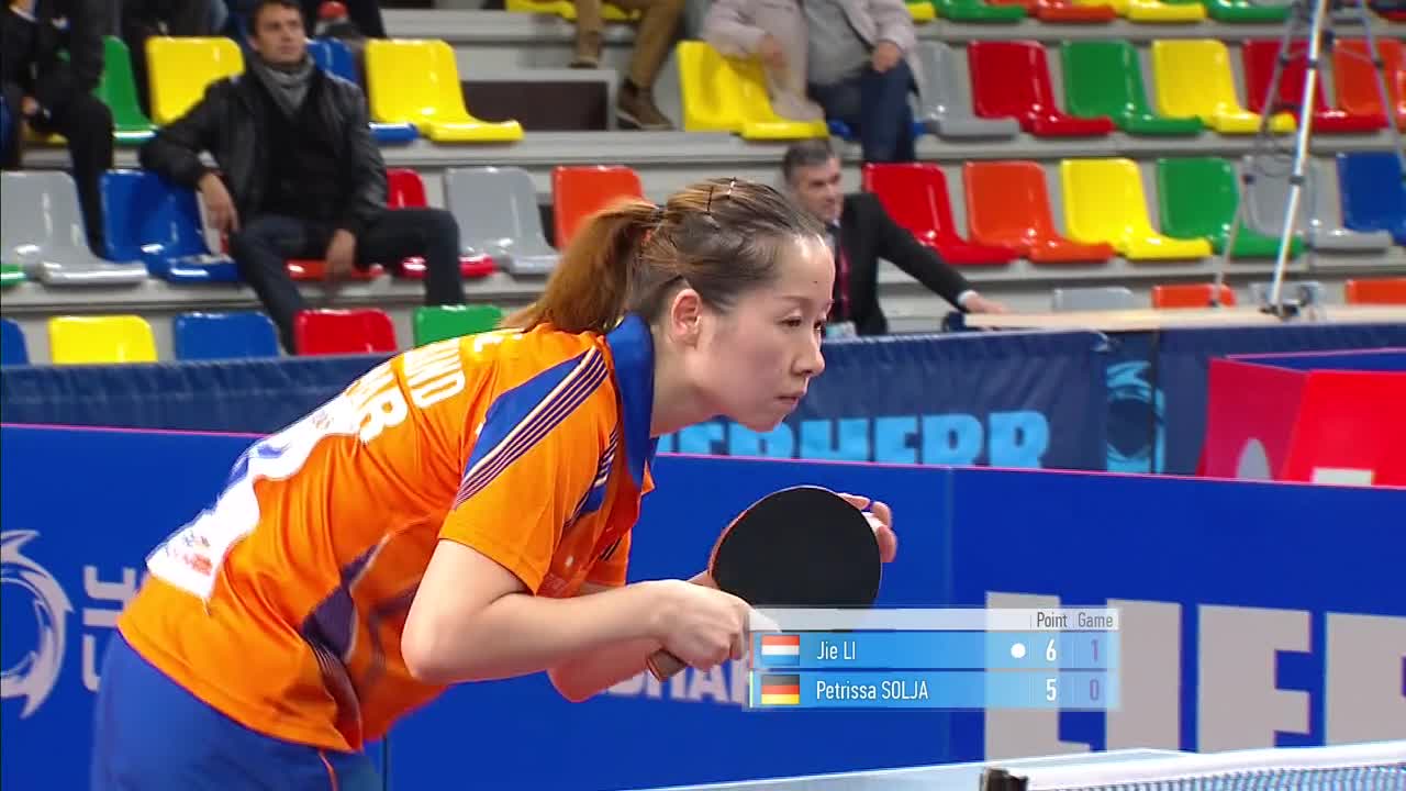李洁vs索尔佳 20151003 乒乓球欧锦赛 女单四分之一决赛