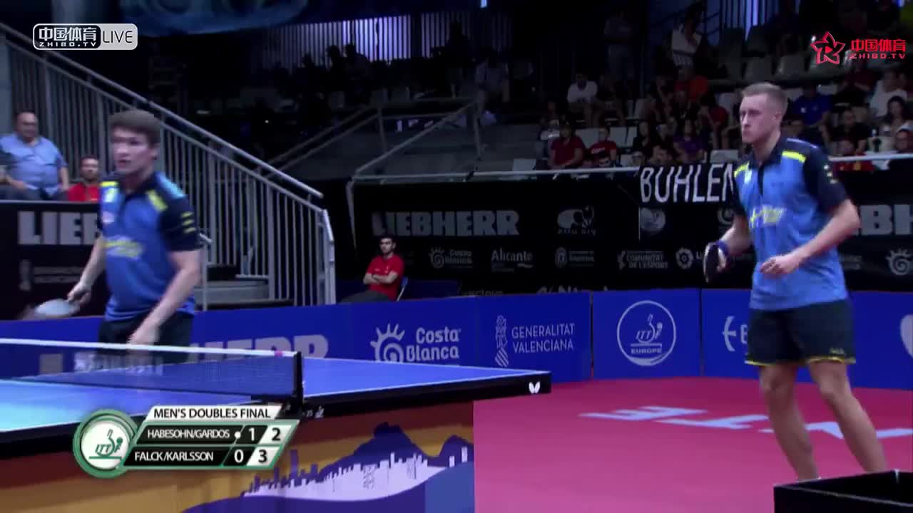 哈贝索恩/加尔多斯 AUT vs 法尔克/K-卡尔松 SWE 欧洲乒乓球锦标赛 男双决赛