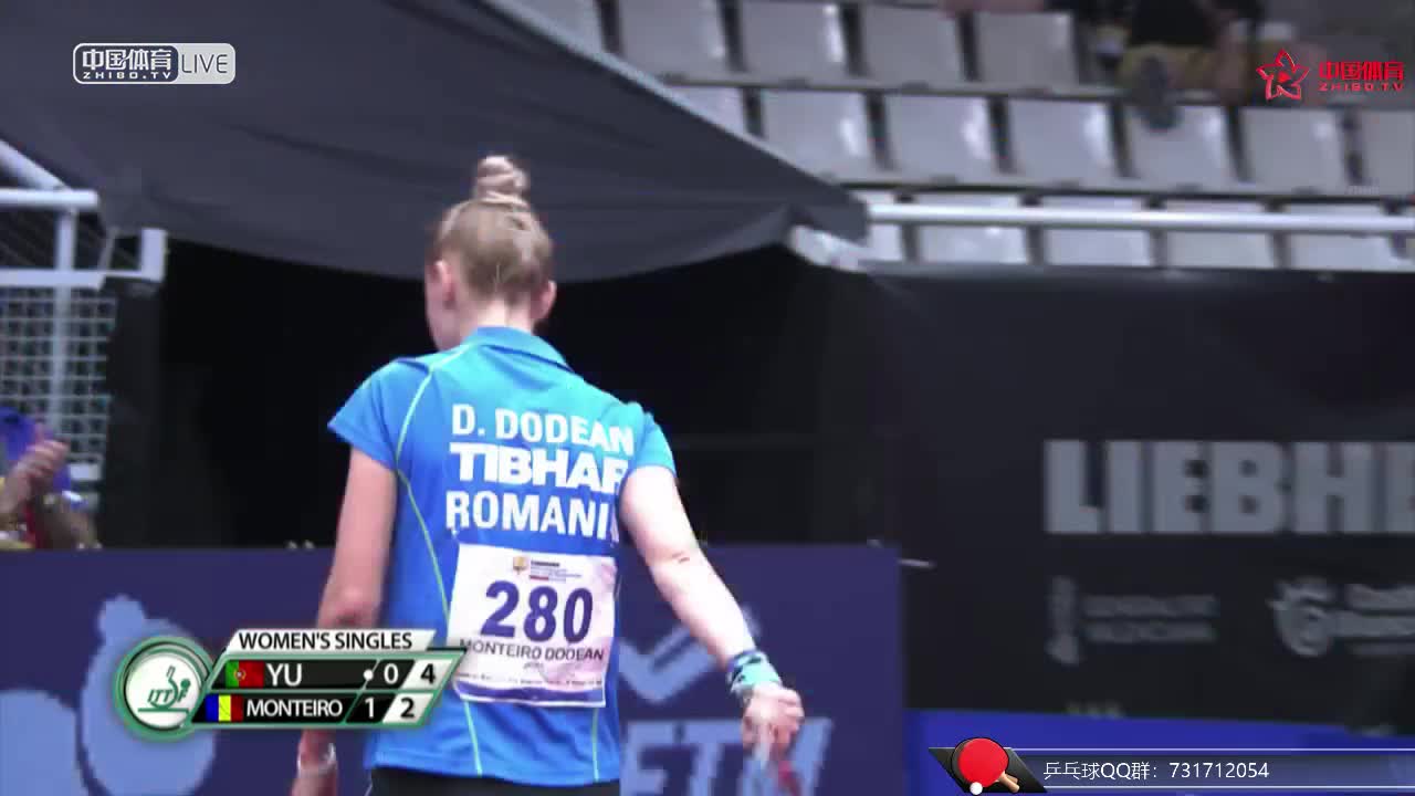 付玉 POR vs 杜迪安 ROU 欧洲乒乓球锦标赛女单1/16决赛