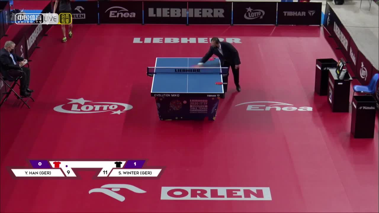 韩莹 VS 温特·萨宾   2020欧洲乒乓球锦标赛 女单1/8决赛　