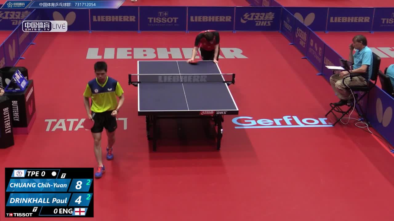 中国台北vs英格兰  2018世乒赛男团小组赛
