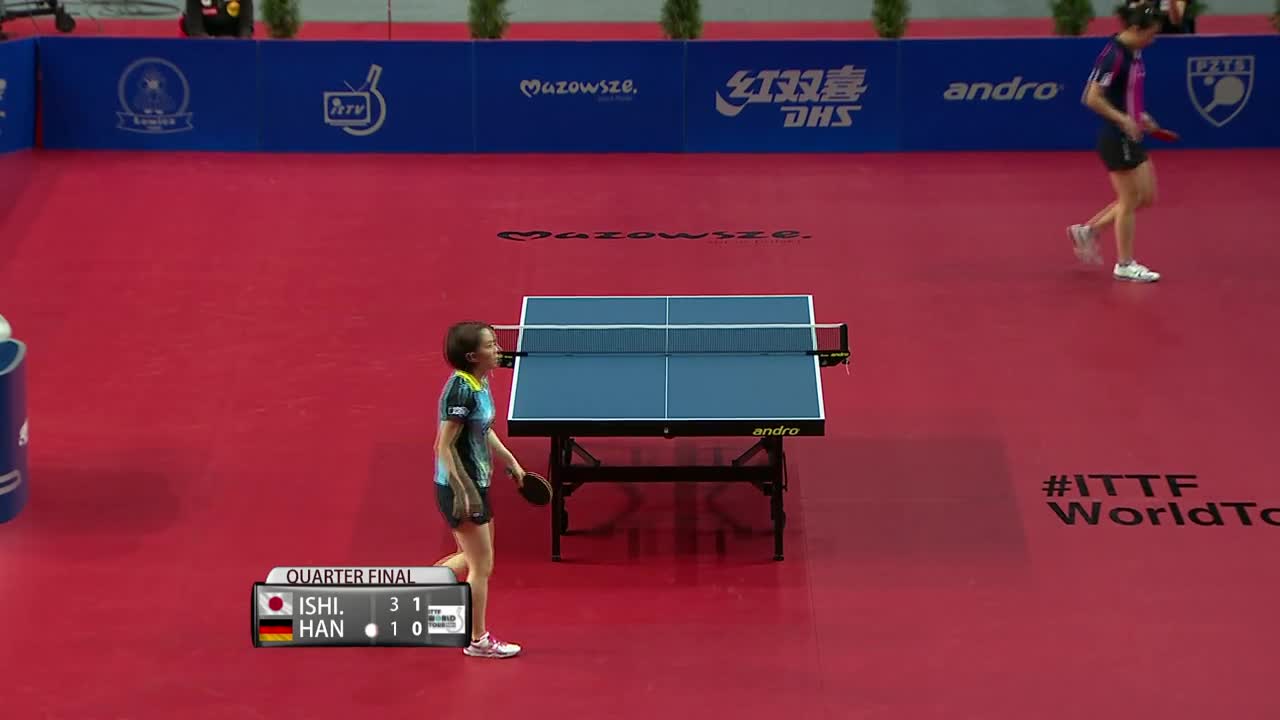 石川佳纯vs韩英 20160423 国际乒联巡回赛波兰站女单8进4