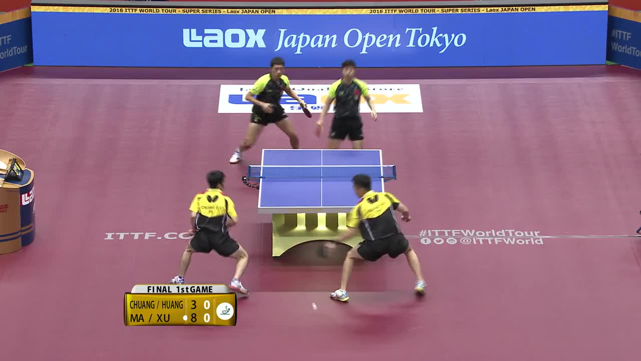 庄智渊 黄圣盛vs许昕 马龙 20160619 国际乒联日本公开赛男双决赛
