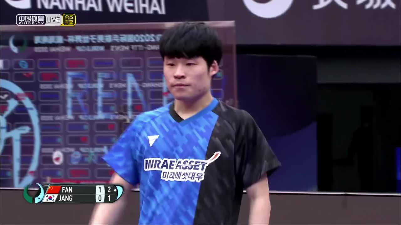 樊振东 vs 张禹珍 2020男子世界杯半决赛