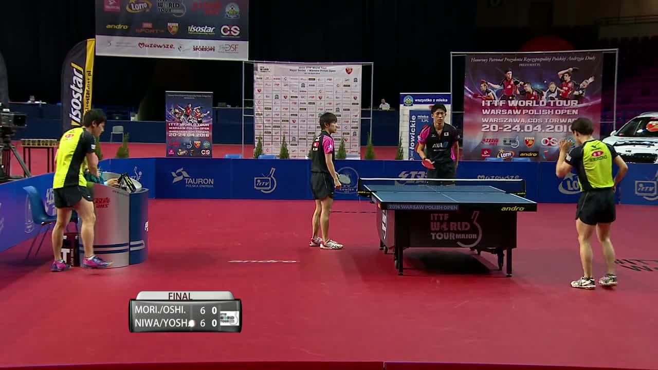 大岛祐哉 森园政崇 vs 丹羽孝希 吉村真晴 20160424 国际乒联巡回赛波兰站男双决赛