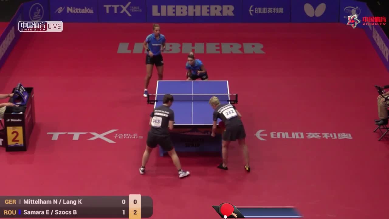 米特利姆-妮娜/朗-克里斯汀 GER vs 萨马拉/斯佐克斯 ROU 欧洲乒乓球锦标赛 女双1/4决