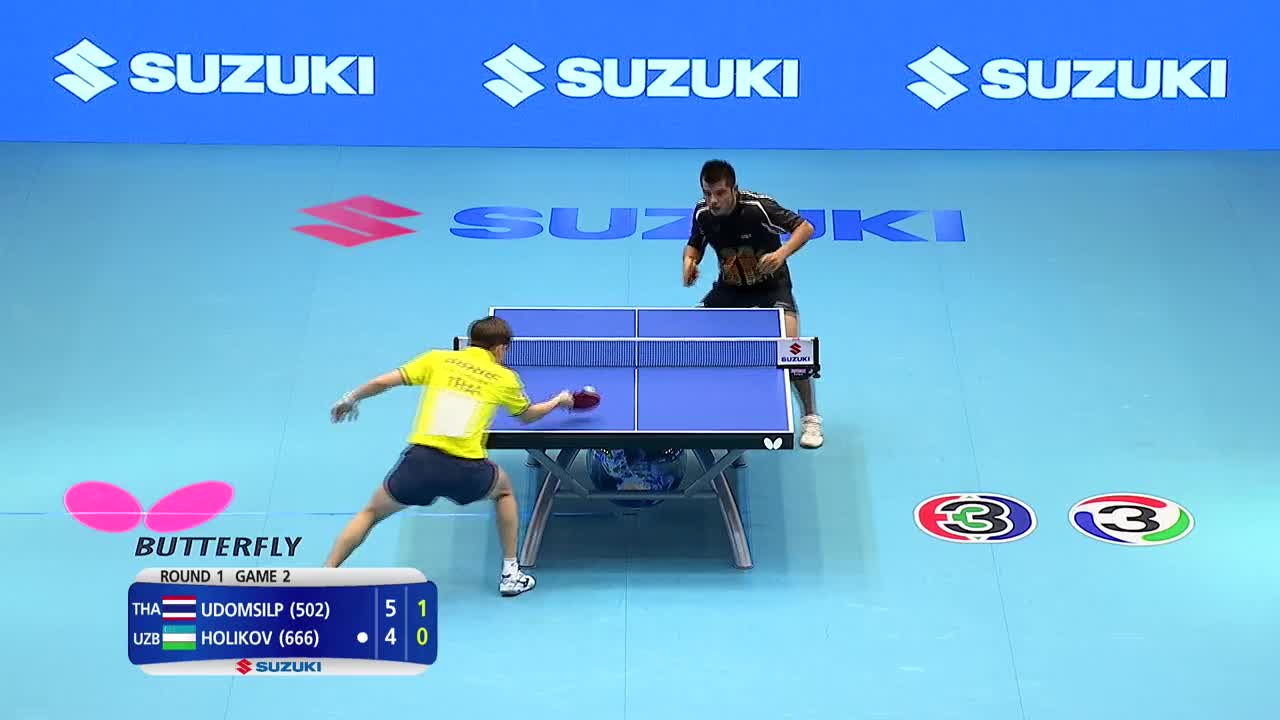 2015乒乓球亚锦赛 男单第1轮 Udomsilp(泰国) VS Holikov(乌兹别克) 