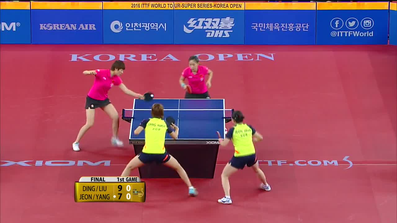 刘诗雯丁宁vs梁夏银田志希 20160626 国际乒联韩国公开赛女双决赛