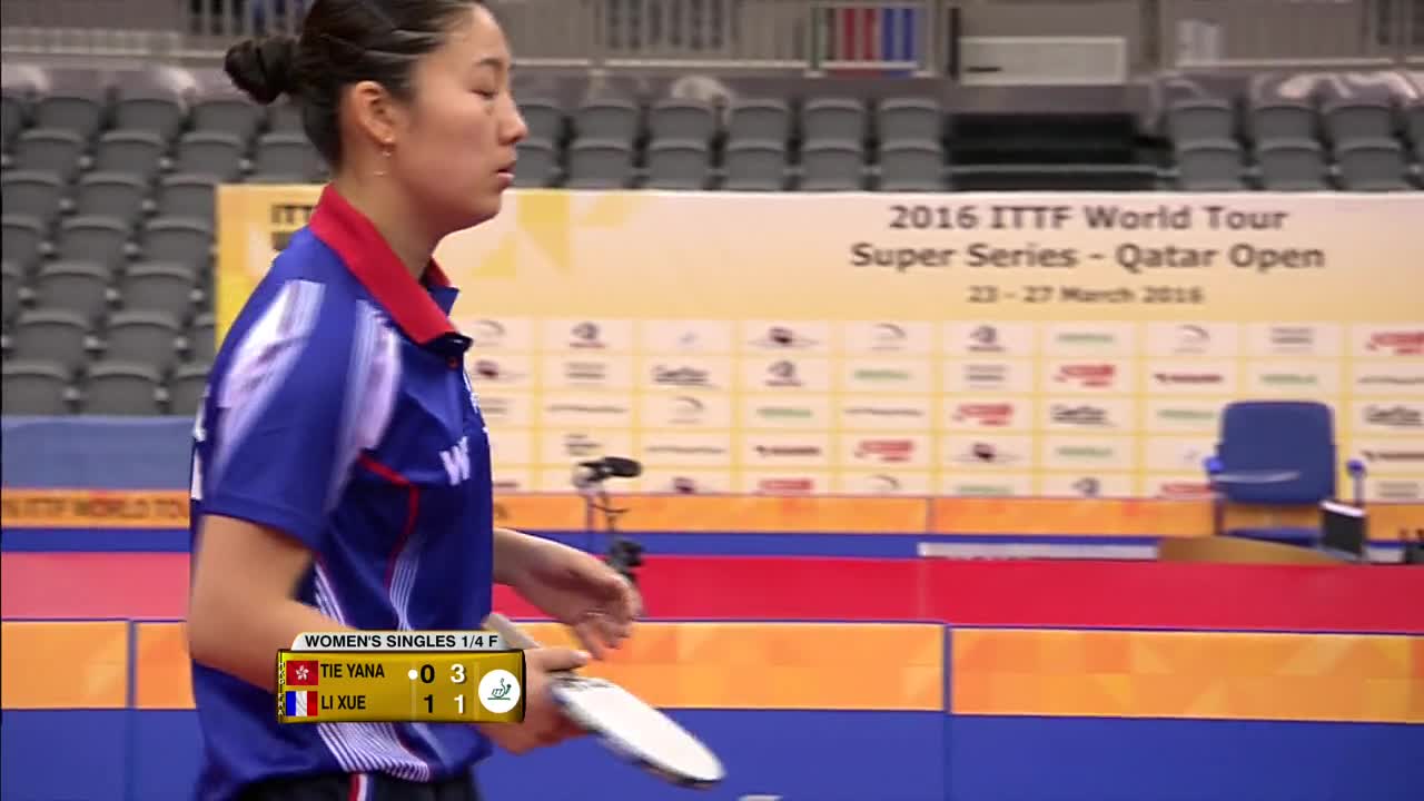 帖亚娜vs李雪 20160326 国际乒联巡回赛卡塔尔站女单8进4