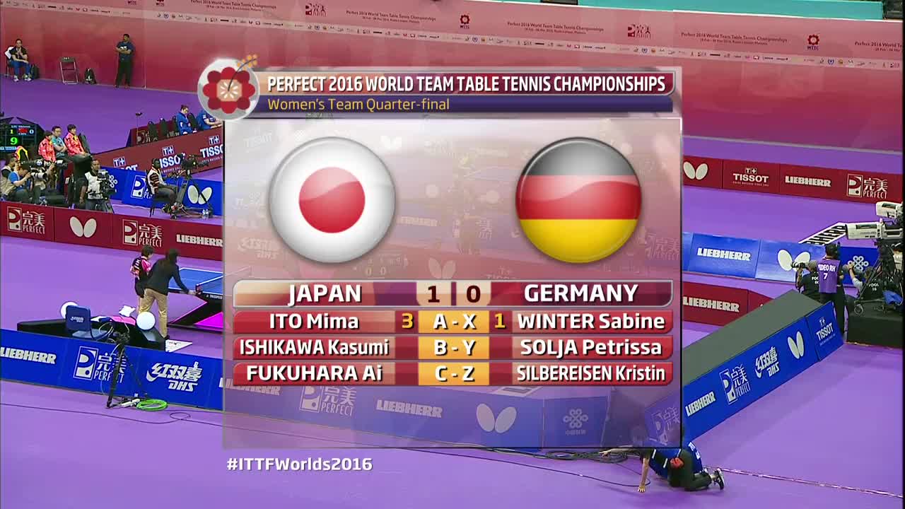 20160303 马来西亚世乒赛女团四分之一决赛 日本vs德国