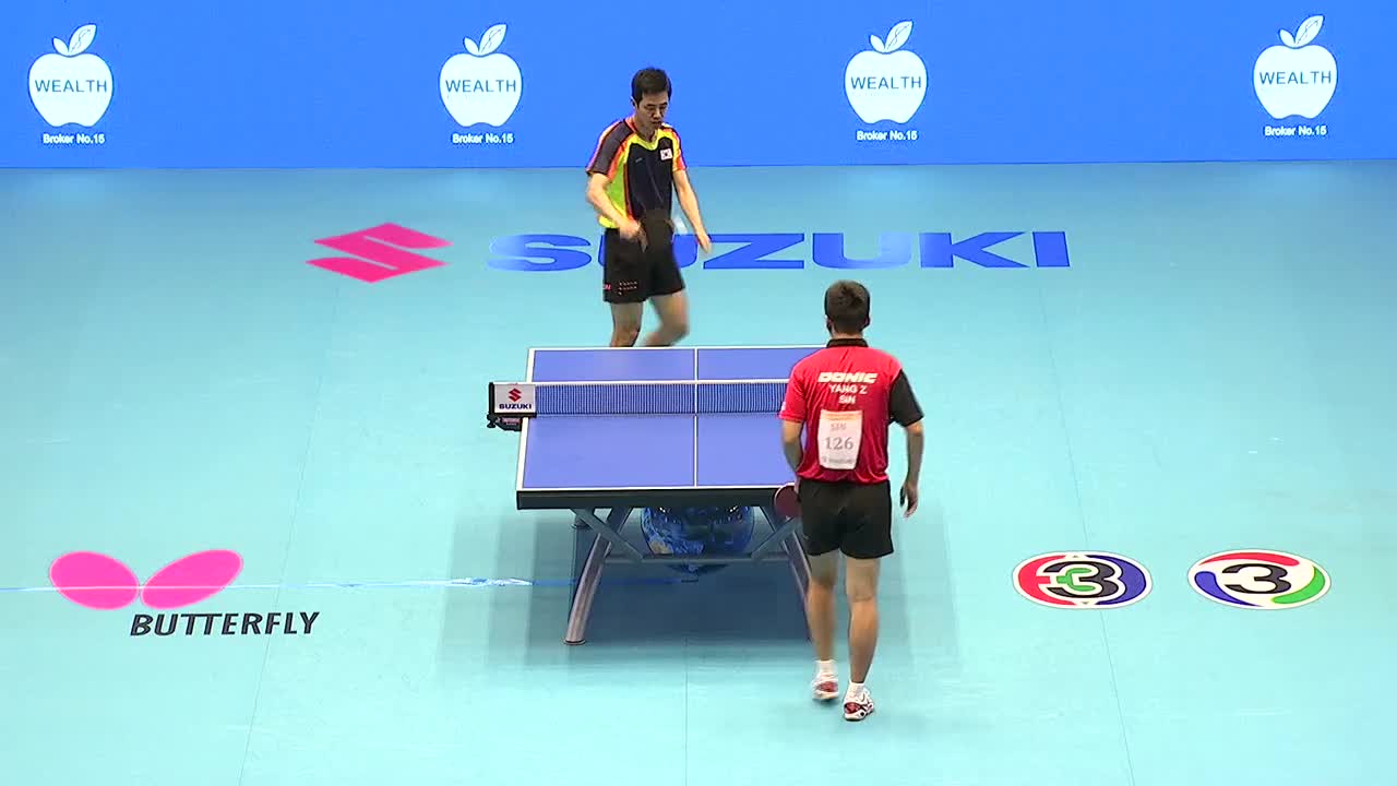 2015乒乓球亚锦赛乒乓 男团 四分之一 YANG VS JOO