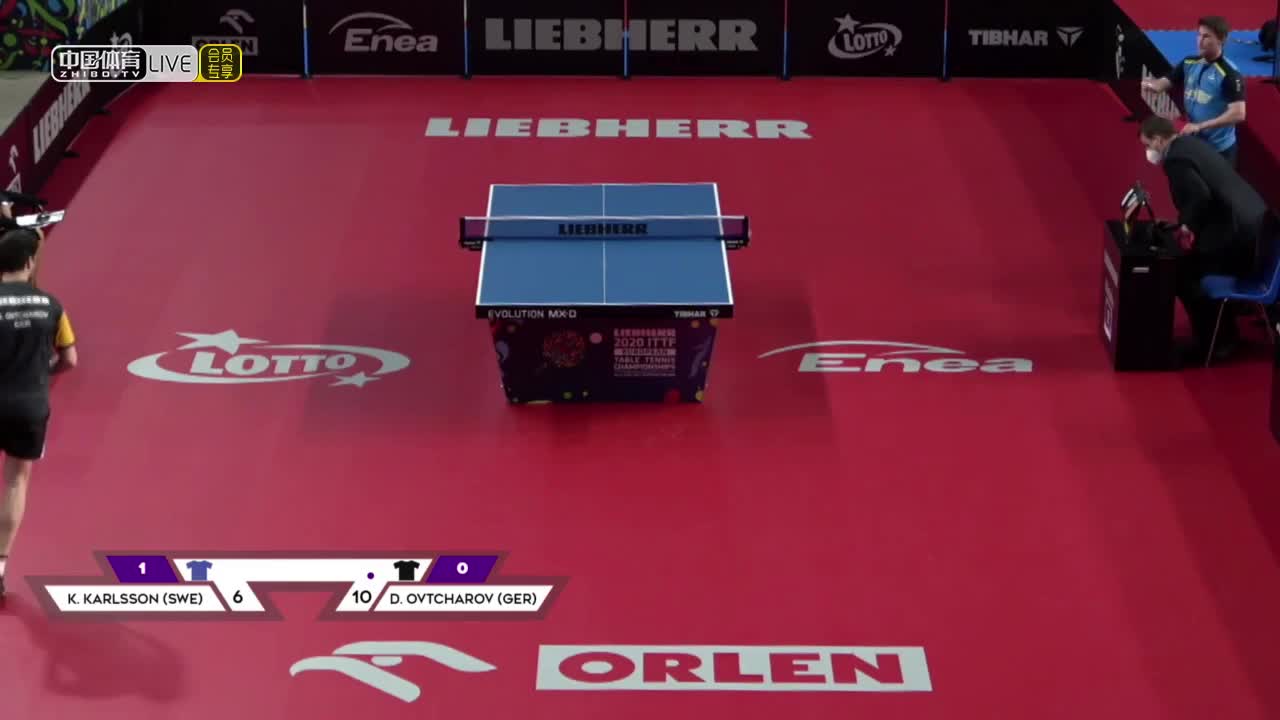 K-卡尔松 vs 奥恰洛夫 2020欧洲乒乓球锦标赛 男单1/8决赛