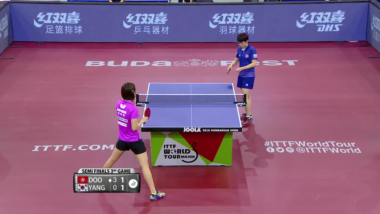 杜凯琹vs梁夏银 20160124 国际乒联匈牙利公开赛女单半决赛
