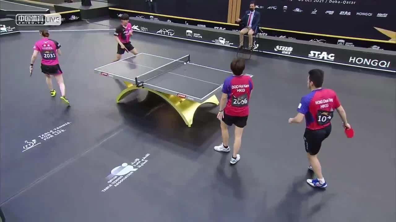 2021乒乓球亚锦赛 混双半决赛　黄镇廷/杜凯琹 VS 户上隼辅/早田希娜