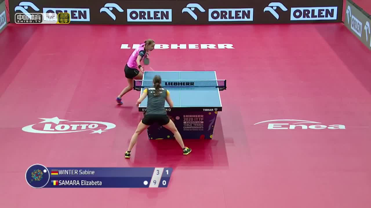 温特·萨宾 VS 萨马拉 2020欧洲乒乓球锦标赛 女单1/4决赛