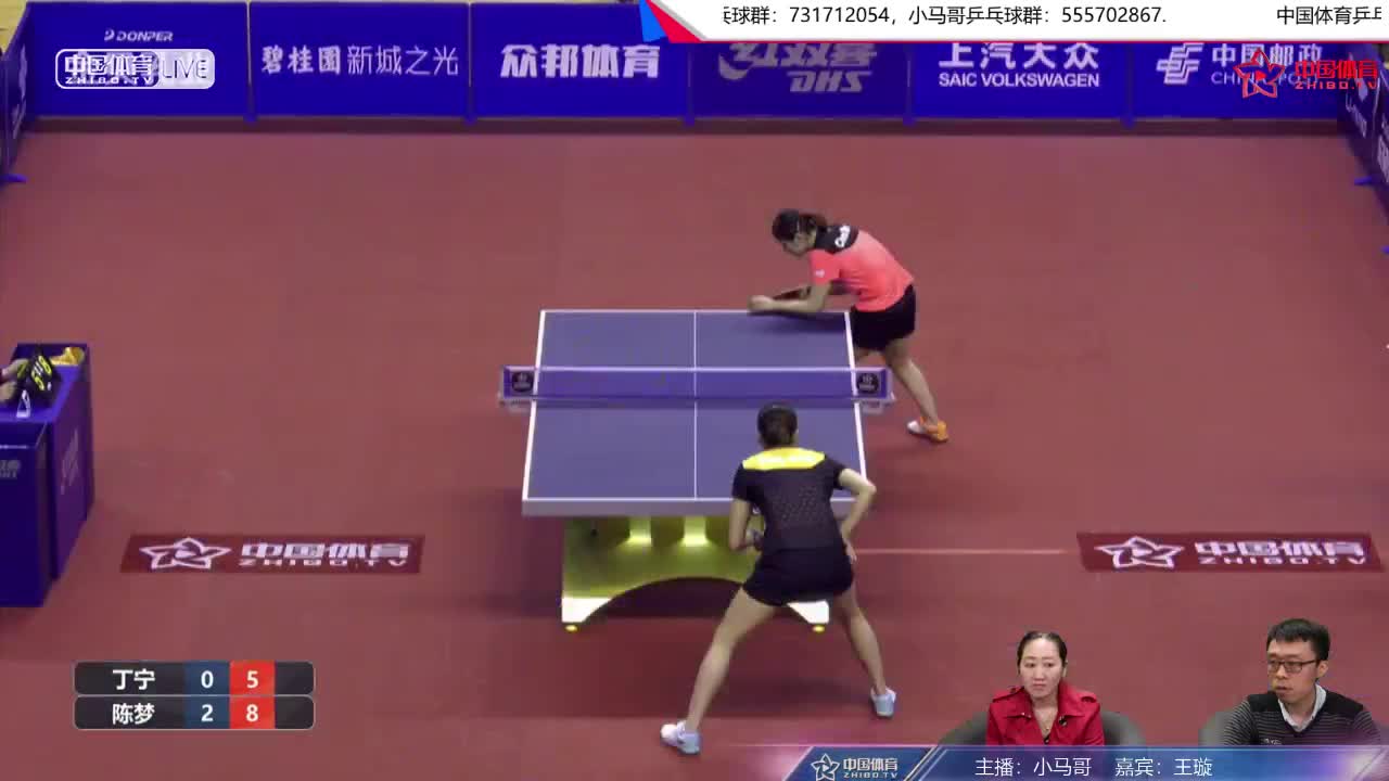 女A队（丁宁、朱雨玲、王曼昱）vs 女B队（陈梦、刘诗雯、陈幸同）小马哥、王璇解说 世乒赛国乒黄石热