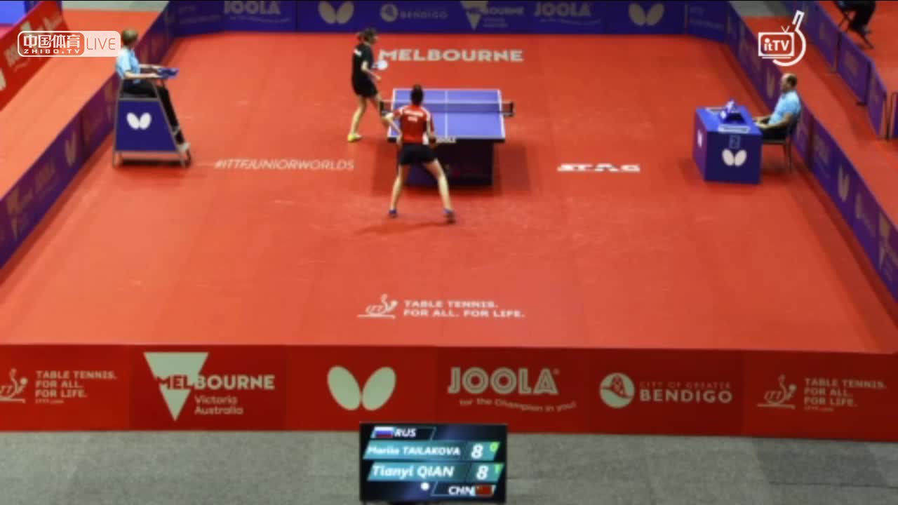 钱天一 CHN vs 泰拉科娃 RUS 2018世界乒乓球青年锦标赛 女单1/8决赛