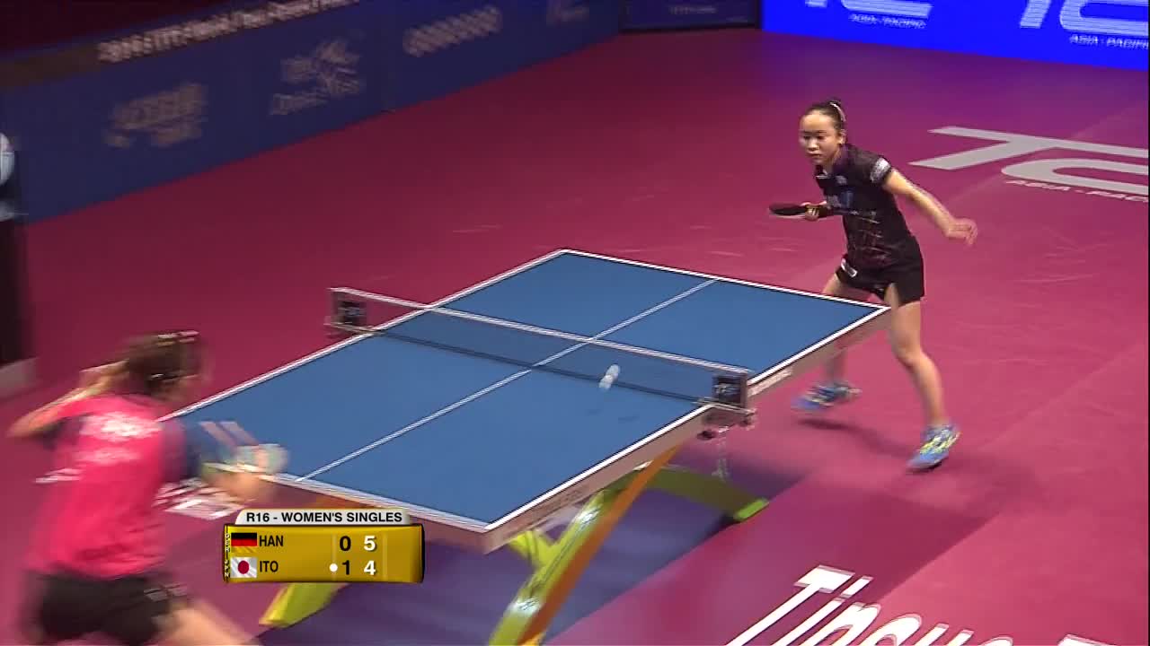 伊藤美诚vs韩茔 20161209 国际乒联巡回赛总决赛女单R1