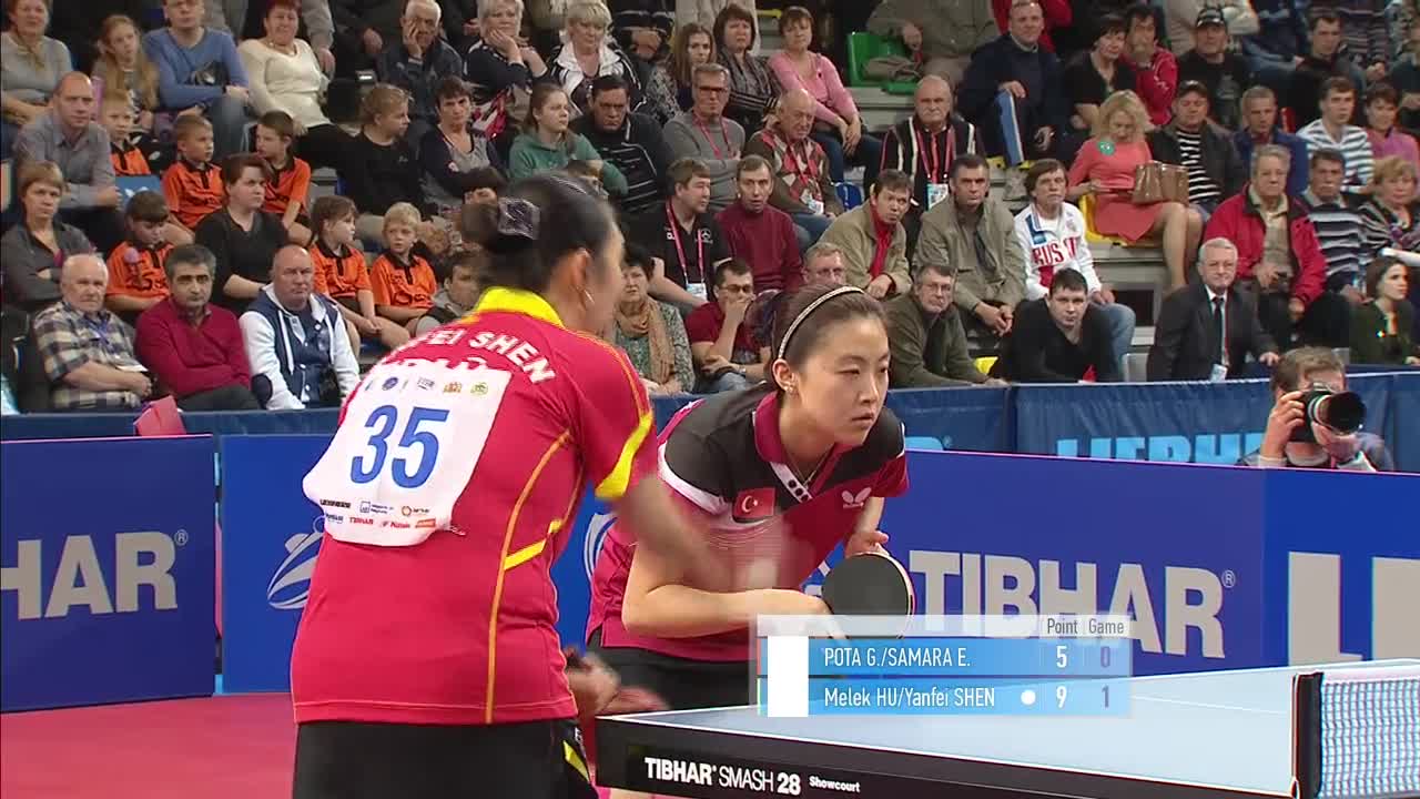 侯美玲 沈燕飞VS波塔 萨马拉 20151004 乒乓球欧锦赛 女双决赛