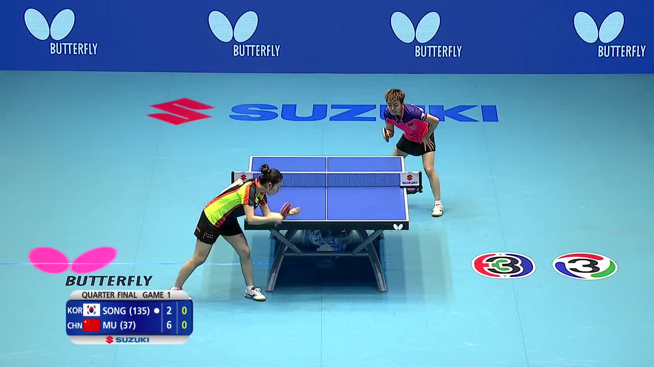木子 VS SONGMaeum 20151001 乒乓球亚锦赛 女单 四分之一
