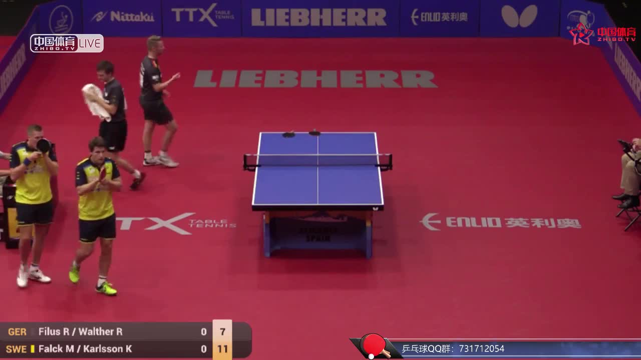 菲鲁斯/沃尔瑟 GER vs 法尔克/K-卡尔松 SWE 欧洲乒乓球锦标赛男双半决赛