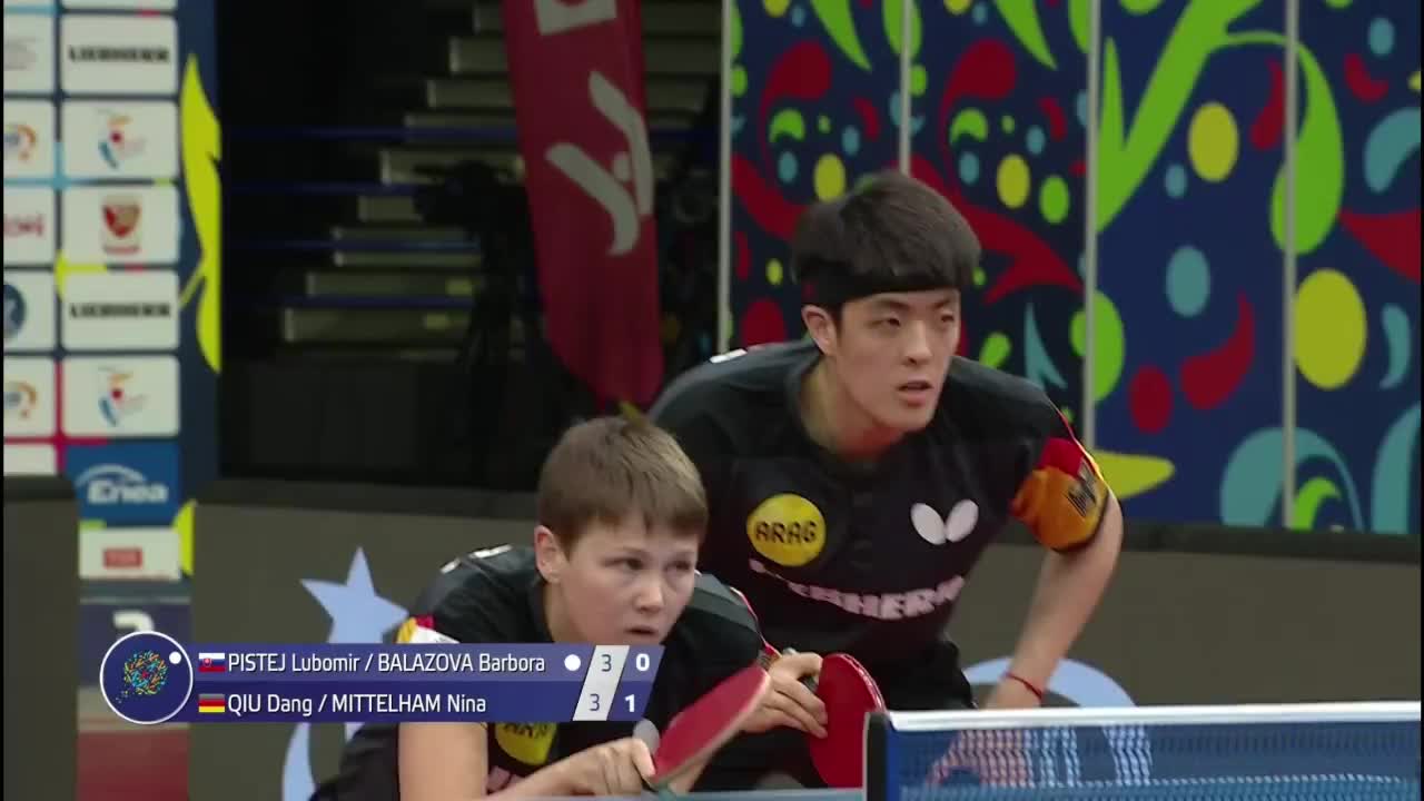 2020欧洲乒乓球锦标赛 混双决赛　皮斯特耶/巴拉佐娃 VS 邱党/米特海姆-尼娜