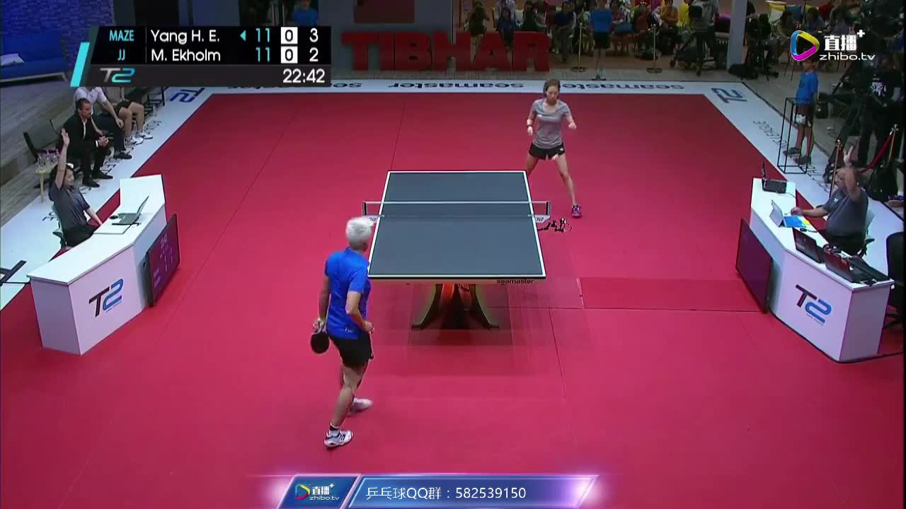T2亚太乒乓球联赛DAY1：埃克霍姆vs梁夏银