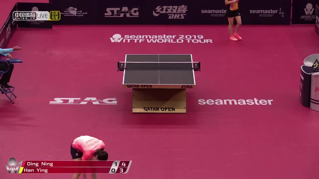 丁宁 CHN vs 韩莹 GER 2019卡塔尔公开赛 女单1/8决赛