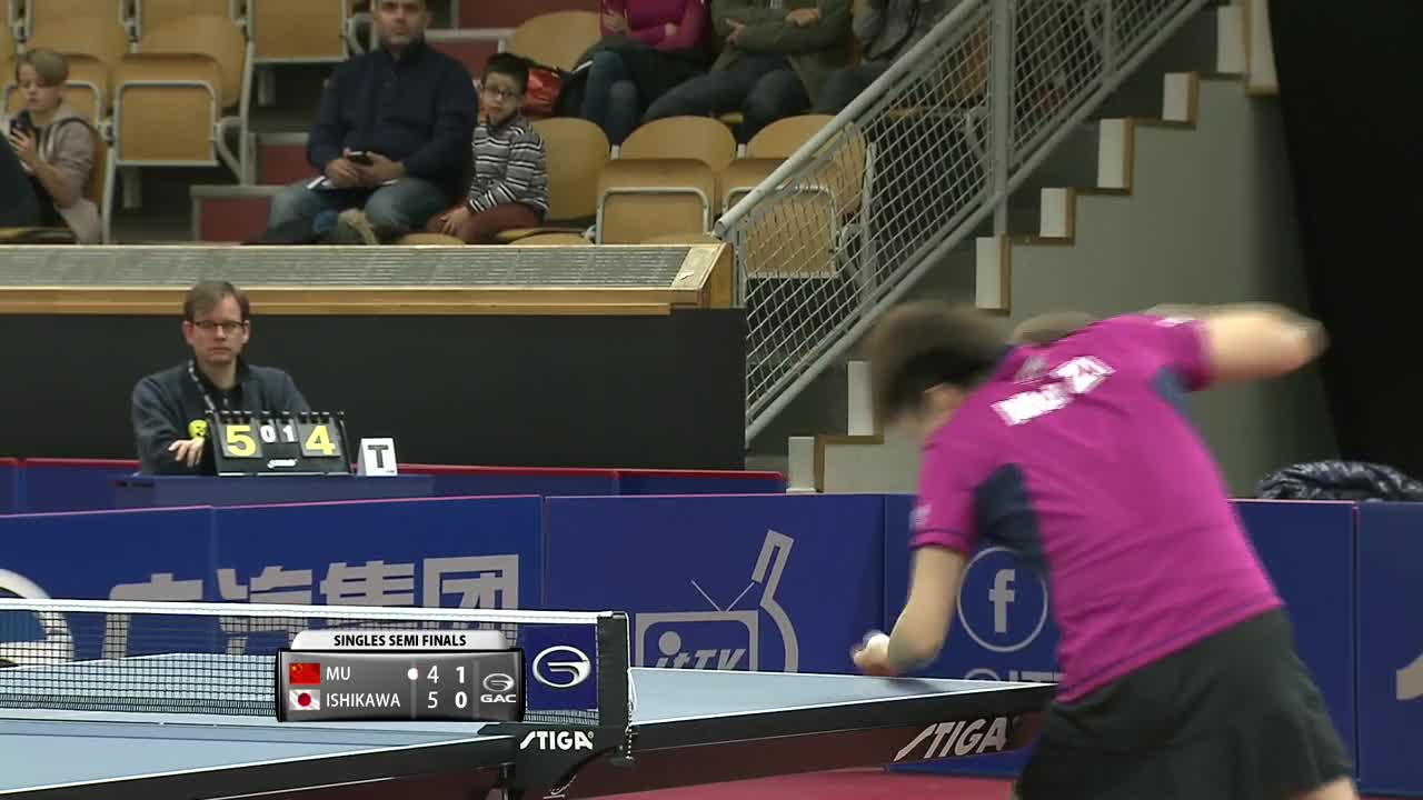 木子vs石川佳纯 20151115 瑞典乒乓球公开赛 女单半决赛
