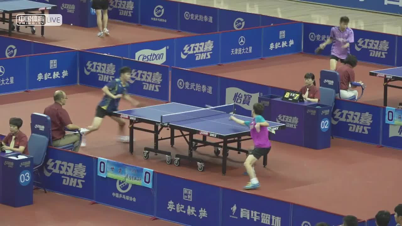 乒乓球全锦赛预赛： 湖北队vs海南队（男团）