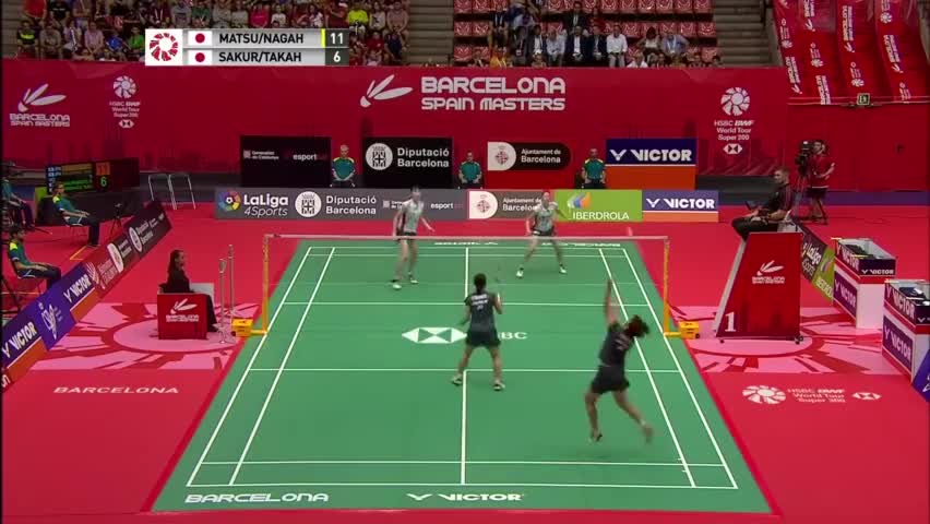 2018西班牙羽毛球大师赛女双决赛：松本麻佑/永原和可那 vs 樱本绚子/高畑祐纪子