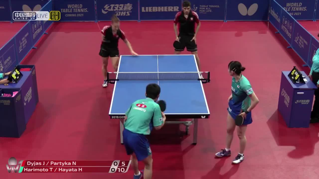 张本智和/早田希娜 vs 迪亚斯/帕蒂卡-娜塔莉亚 2019德国公开赛 混双资格赛第二轮