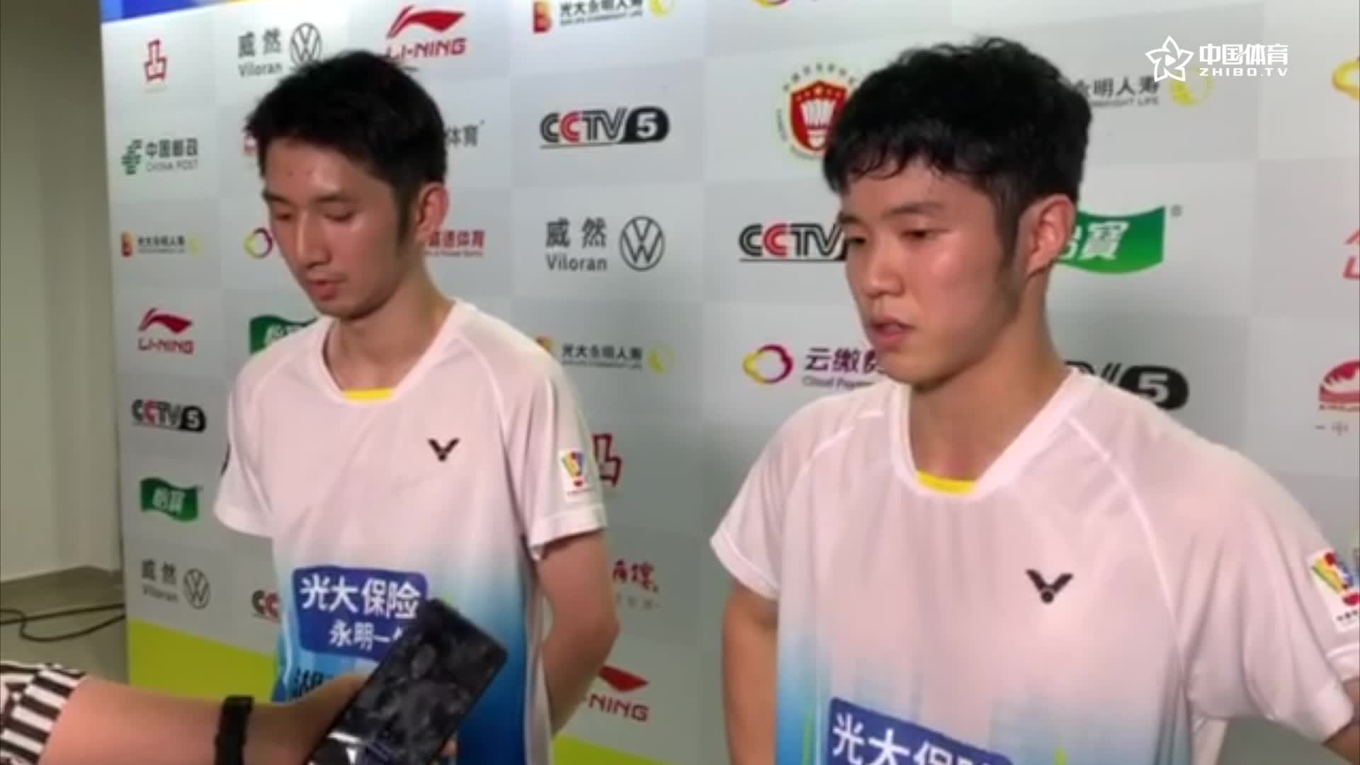 韩呈恺 何济霆：今天调动做得不好 但对手的打法对我们路数