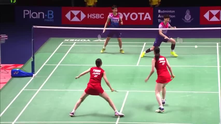 经典回顾：2019泰国公开赛女双四分之一决赛，杜玥/李茵晖VS松本麻佑/永原和可那