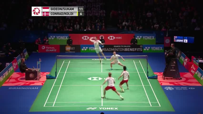 经典回顾：2018年全英羽毛球公开赛男双半决赛：吉迪恩/苏卡穆约 VS 康德拉·佩德森/科尔丁 \