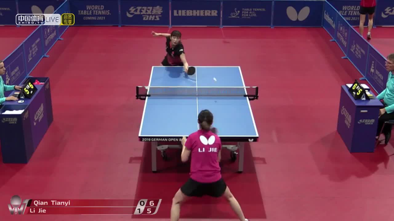 钱天一 vs 李洁 2019德国公开赛 女单资格赛第四轮