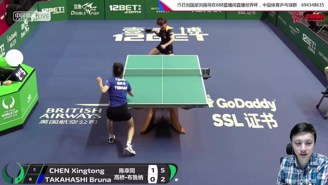 陈幸同 vs 高桥·布鲁纳（巴西）2018乒乓球团体世界杯女团小组赛