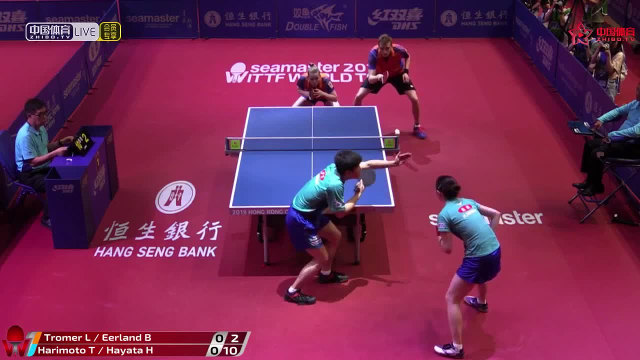 张本智和/早田希娜 JPN vs 特罗默/伊尔兰德 NED  2019香港公开赛混双资格赛第二轮