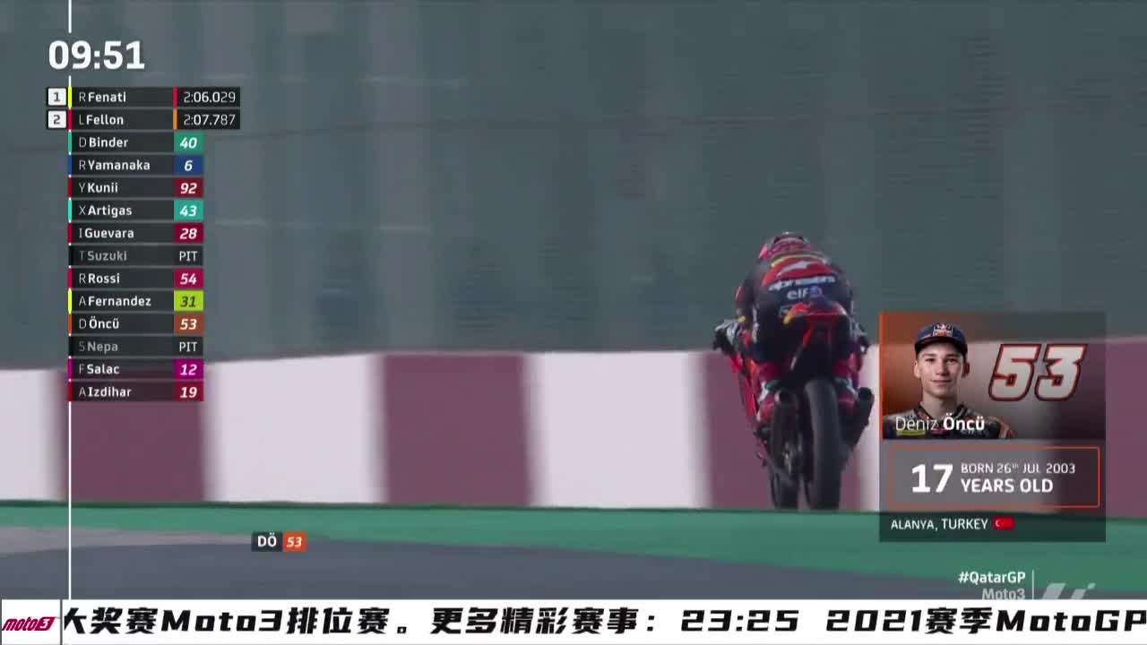 卡塔尔大奖赛 Moto3排位赛1（多视角）