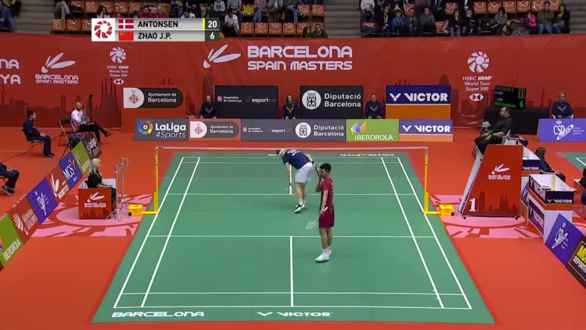 2019西班牙羽毛球大师赛男单半决赛：安东森VS赵俊鹏