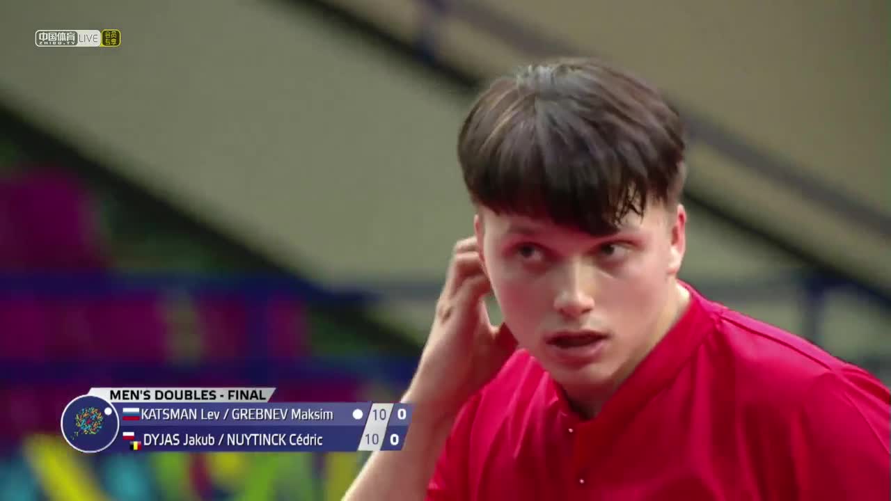 2020欧洲乒乓球锦标赛 男双决赛　格雷布涅夫/卡茨曼 VS 迪亚斯/纽丁克　　