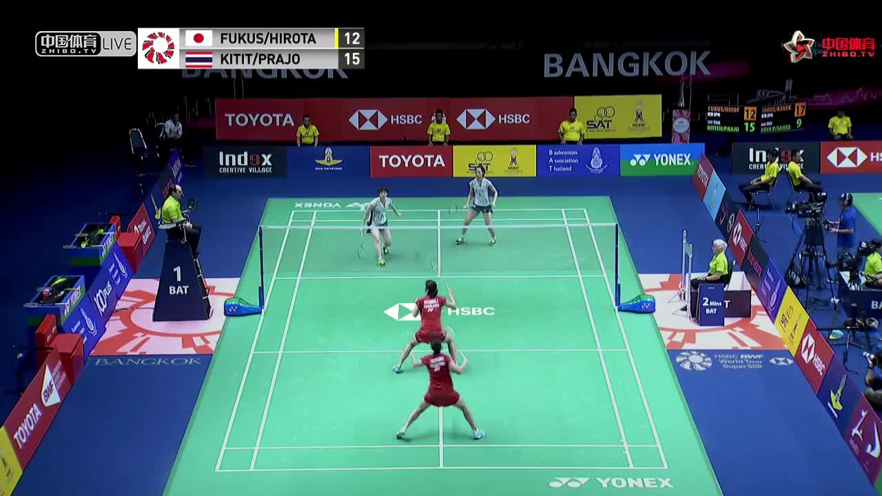 福岛由纪/广田彩花  VS 基蒂塔拉库尔/拉温达·巴宗哉 2018泰国公开赛 女双1/4决赛