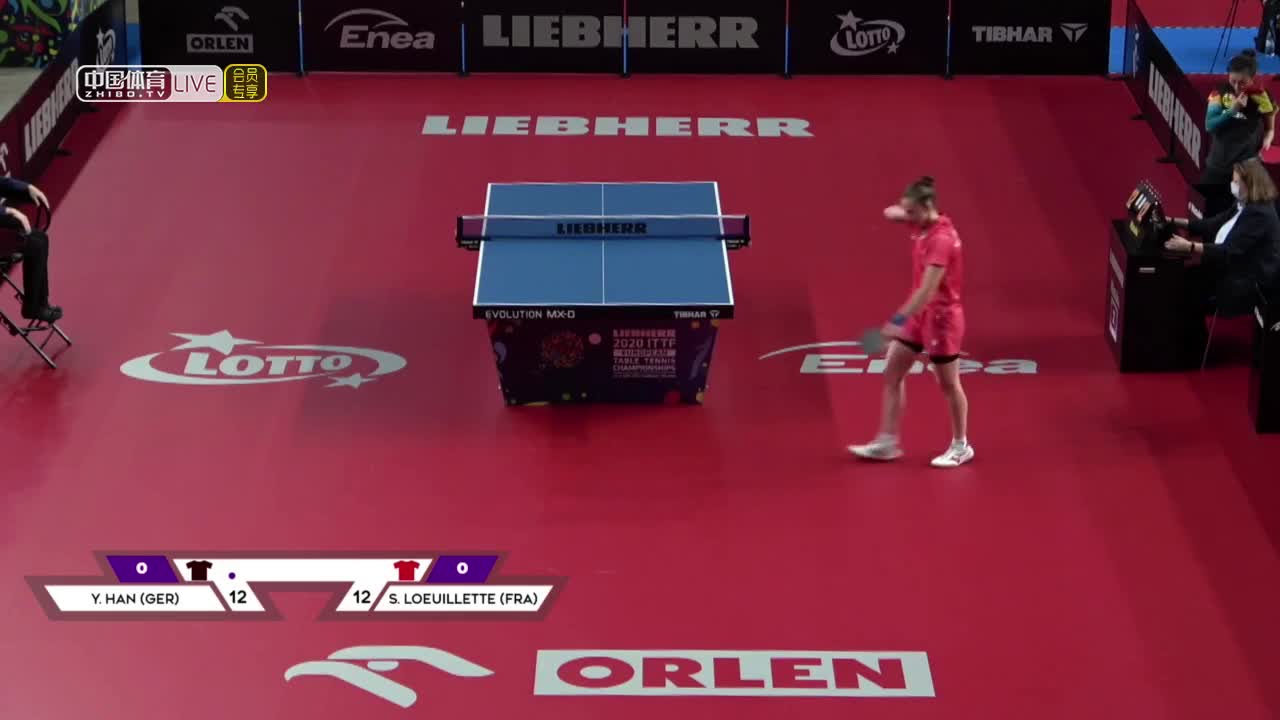 韩莹 VS 洛伊莱特-斯蒂芬妮 2020欧洲乒乓球锦标赛 女单1/16决赛