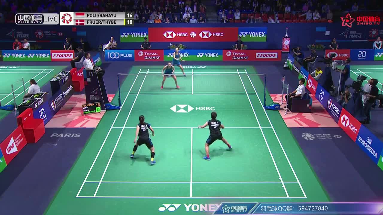 波莉/拉哈尤vs麦尔肯/蒂格森 2018法国公开赛 女双1/4决赛