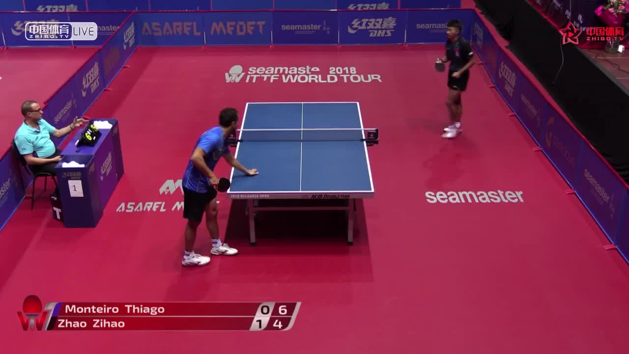 赵子豪 CHN vs 蒂亚戈 BRA ITTF保加利亚公开赛男单预赛第一轮