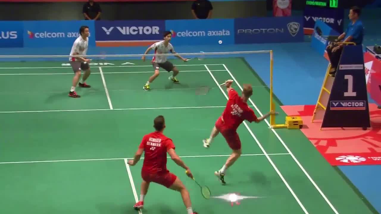 索伦森/斯考劳普 DEN vs 远藤大由/渡边勇大 JPN 2018马来西亚公开赛男双1/4决赛